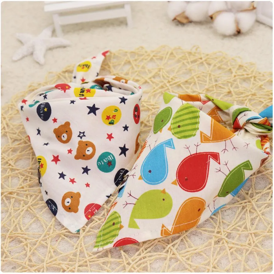 10PCS Baby Cartoon Lace Lotton Triangle Scarf Bibs Baby Accessories Wholesale