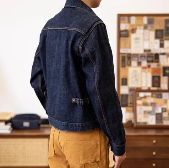 11MJ Men's Rugged Wear Selvedge Denim Jacket: Unlined Western Jean Outerwear