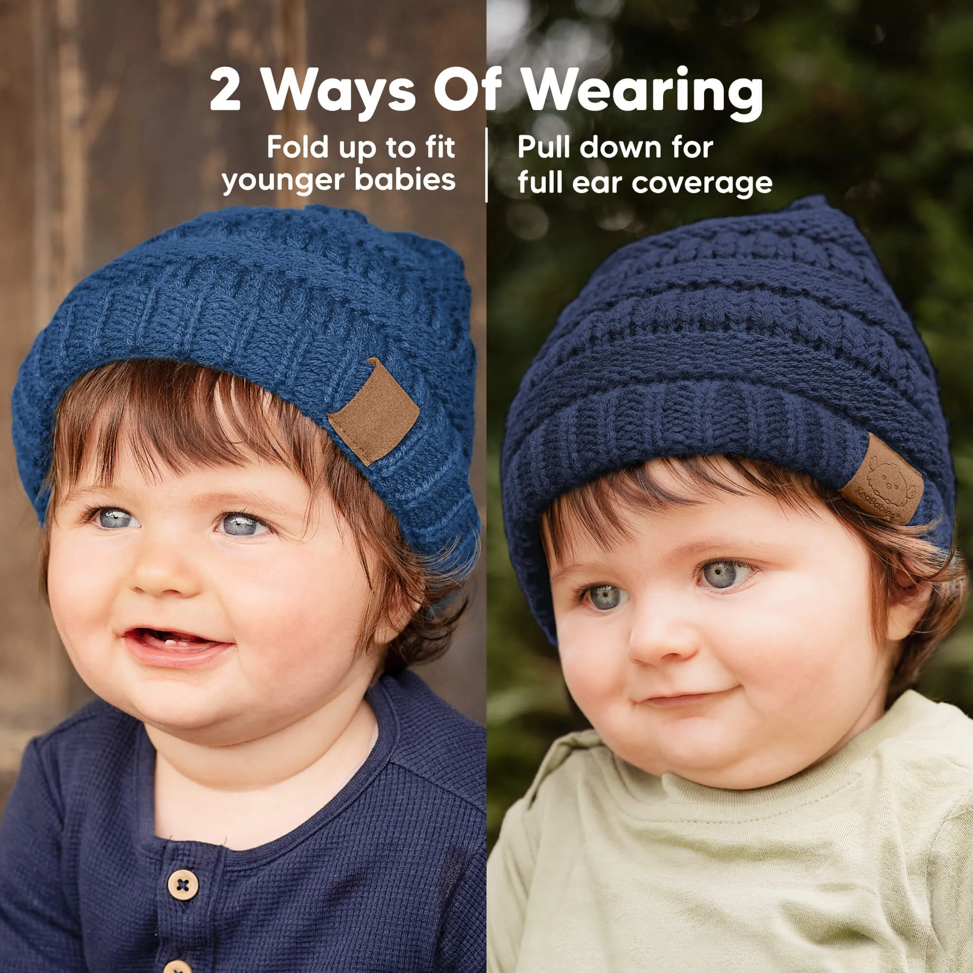 3-Pack Warmzy Baby Beanies (Cobalt, M)