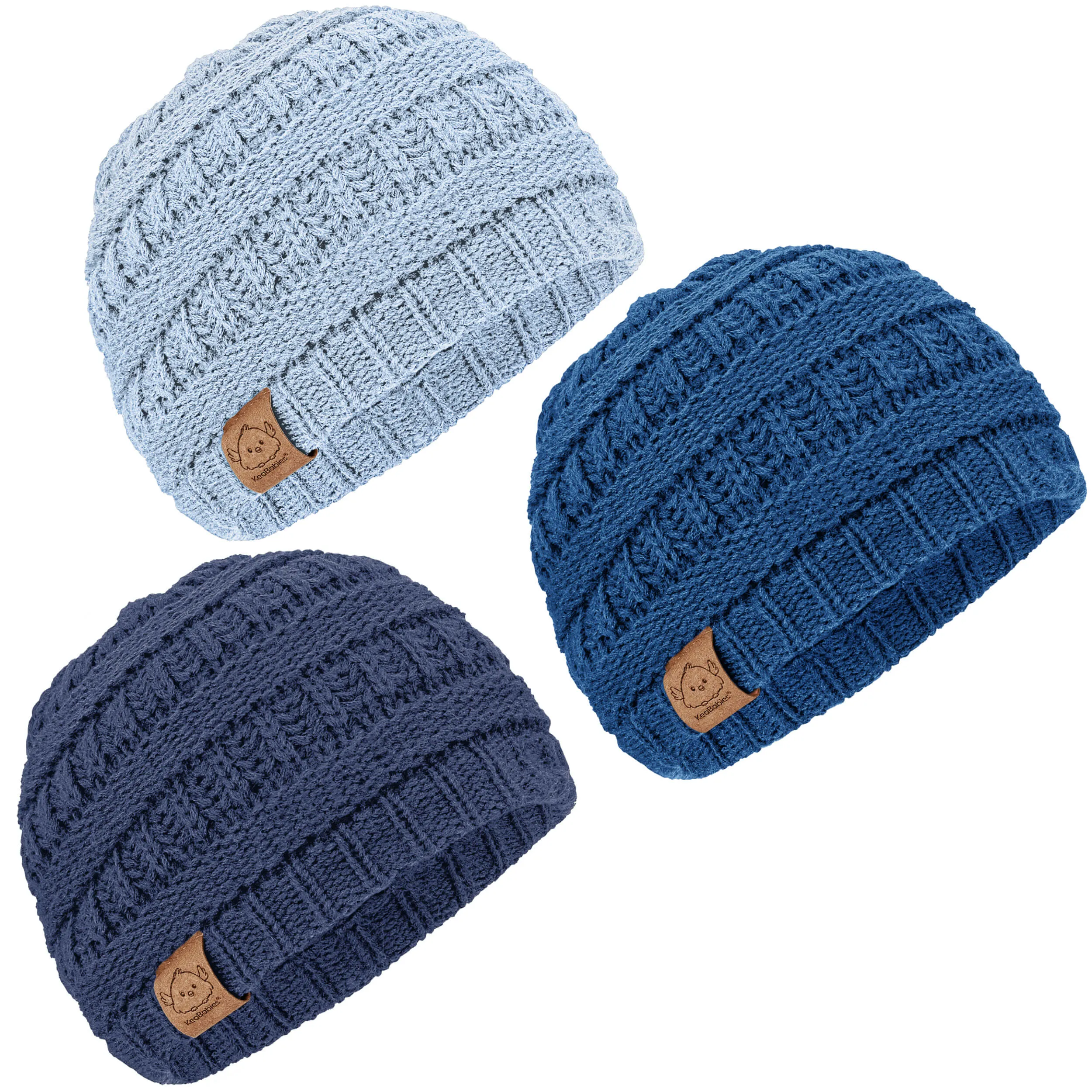 3-Pack Warmzy Baby Beanies (Cobalt, M)