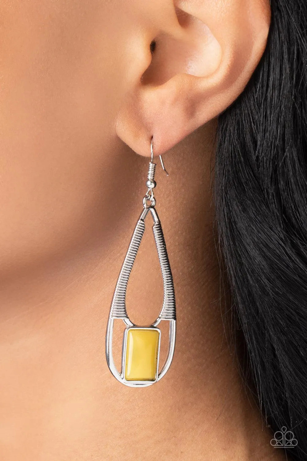 Adventure Story Yellow Earrings - Paparazzi Accessories