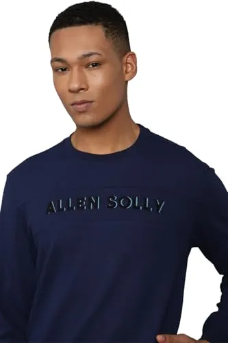 Allen Solly Men Blue Crew Neck Full Sleeves Casual Sweatshirt