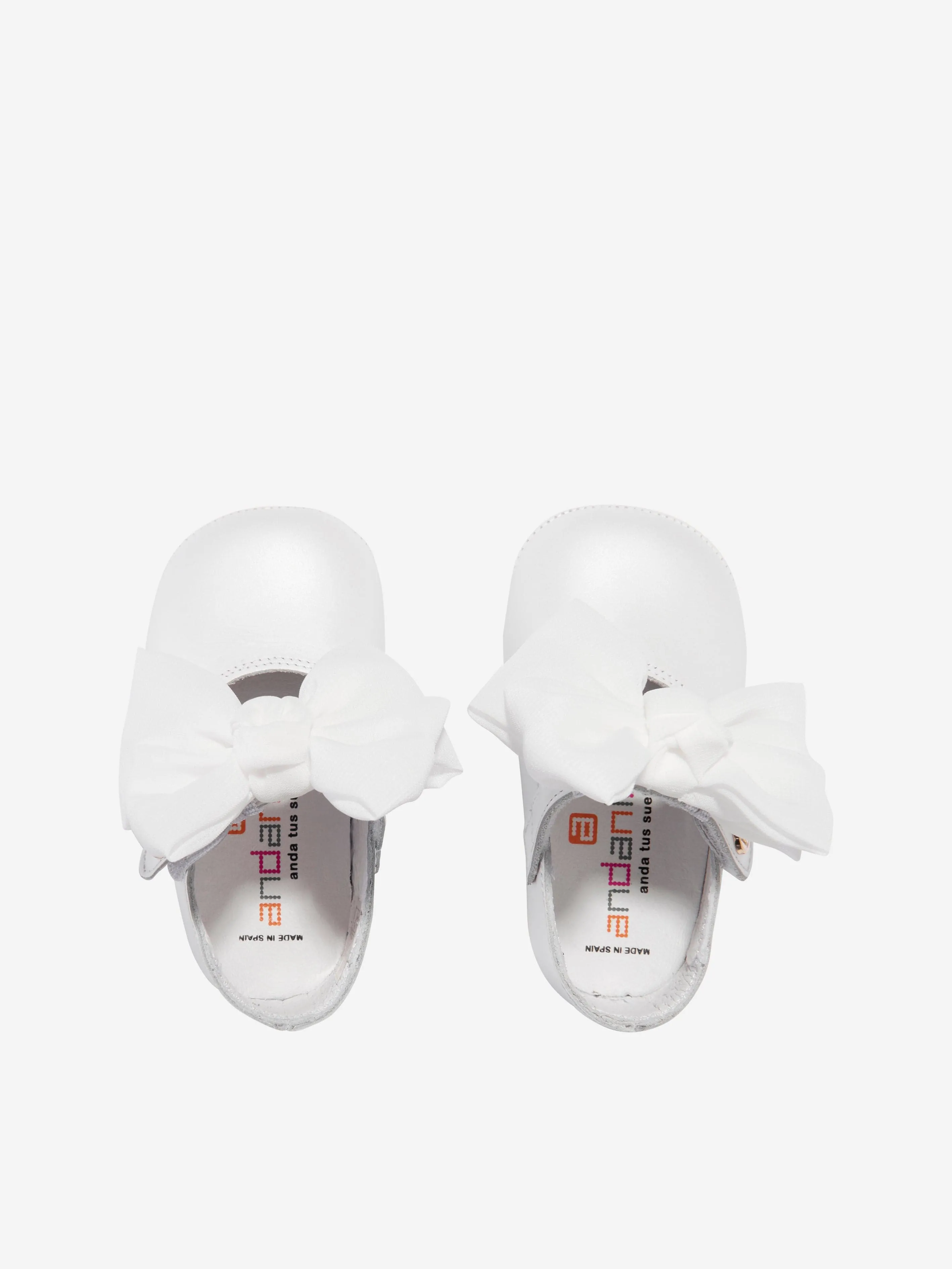 Andanines Baby Girls Mary Jane Shoes With Bow in White