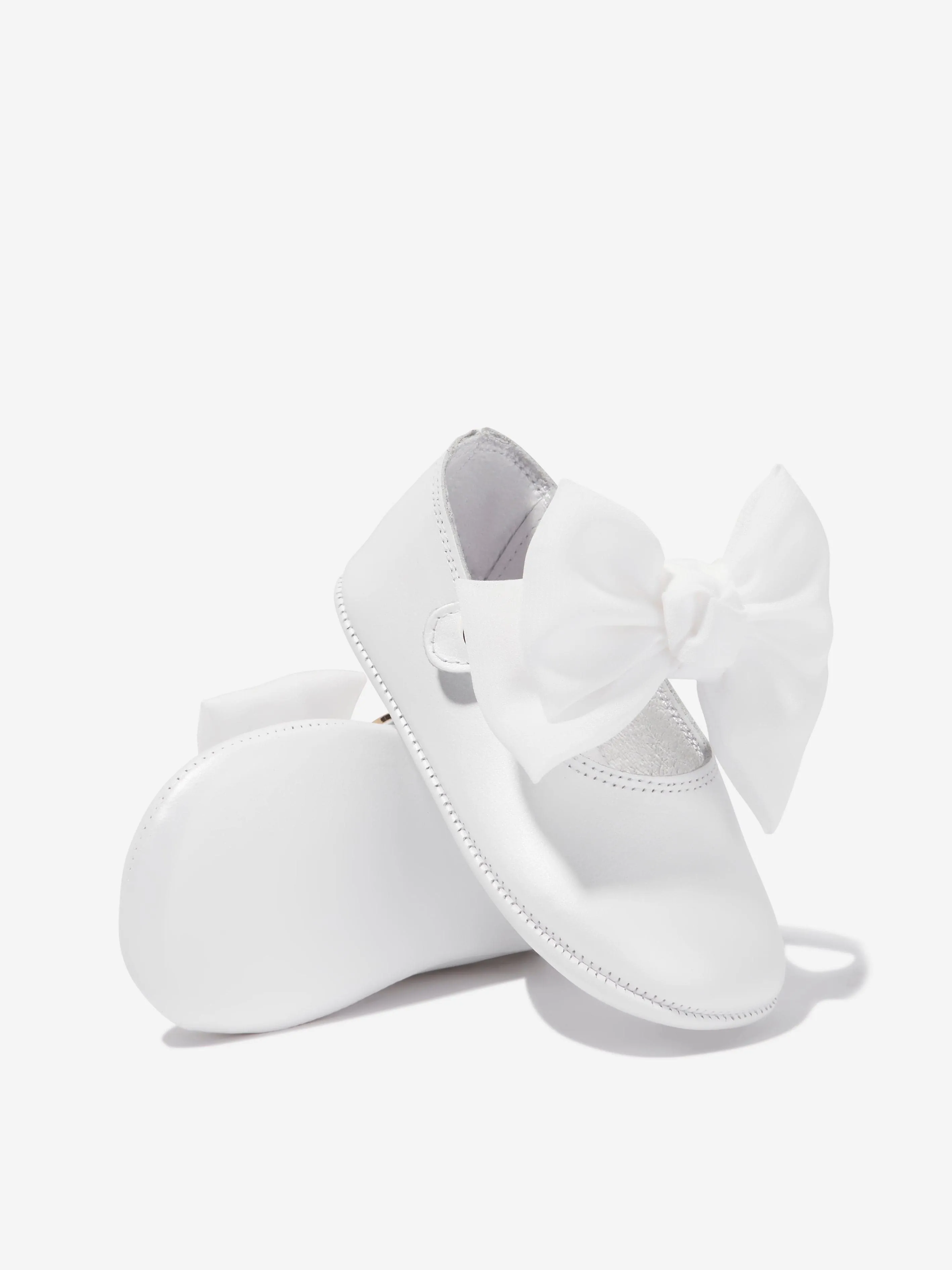 Andanines Baby Girls Mary Jane Shoes With Bow in White