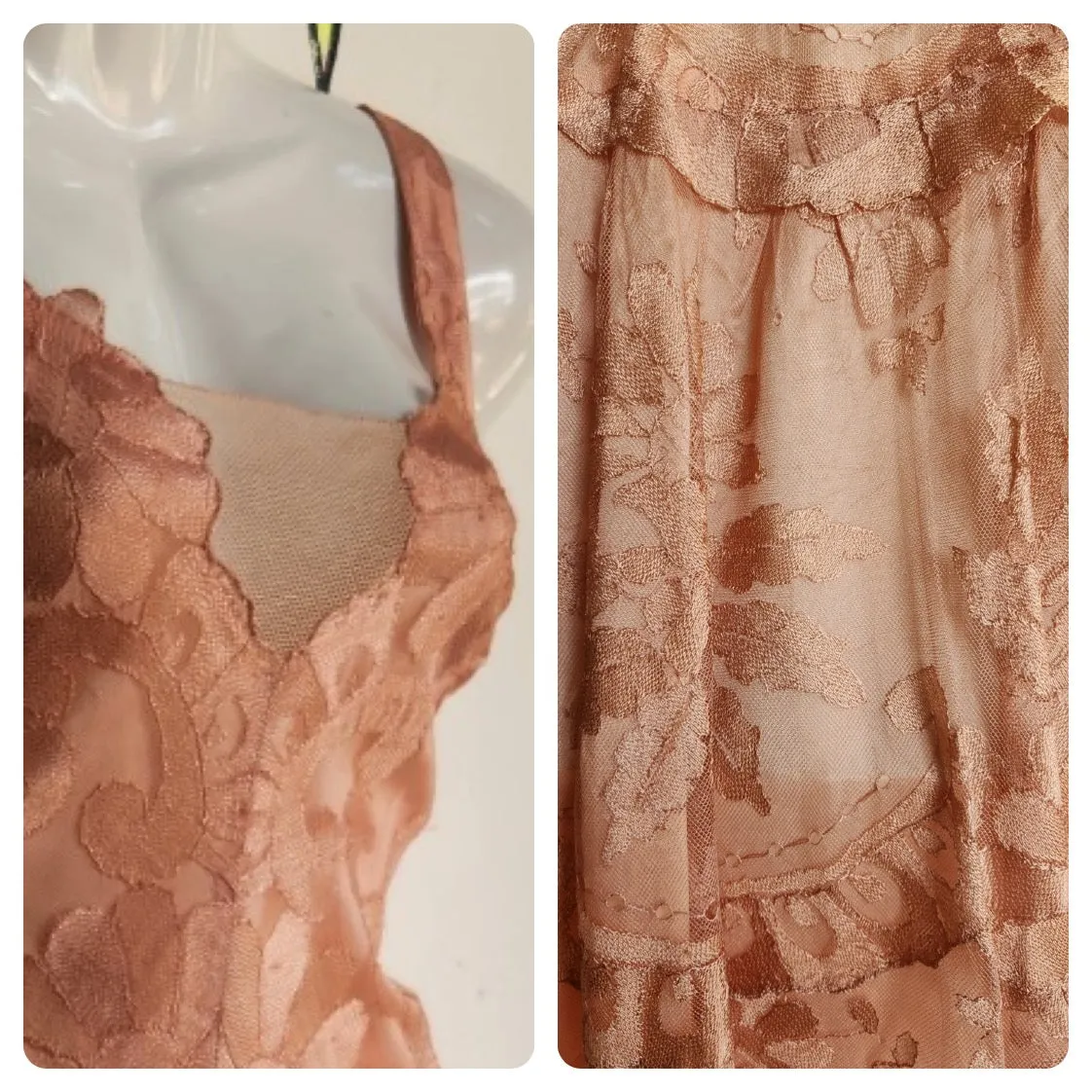 Antique Early 1900s 20s 30s | Pink Fairy Grunge Lace Slip Dress | Size Small 4