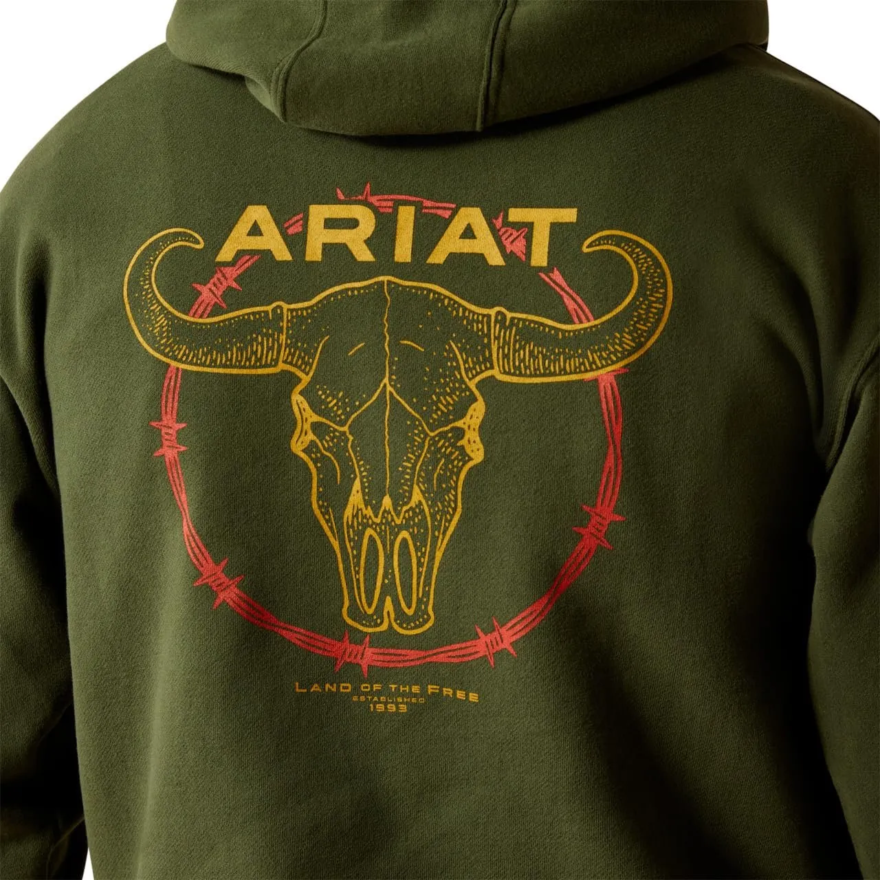 Ariat Men's Barbwire Skull Hoodie, Dark Green