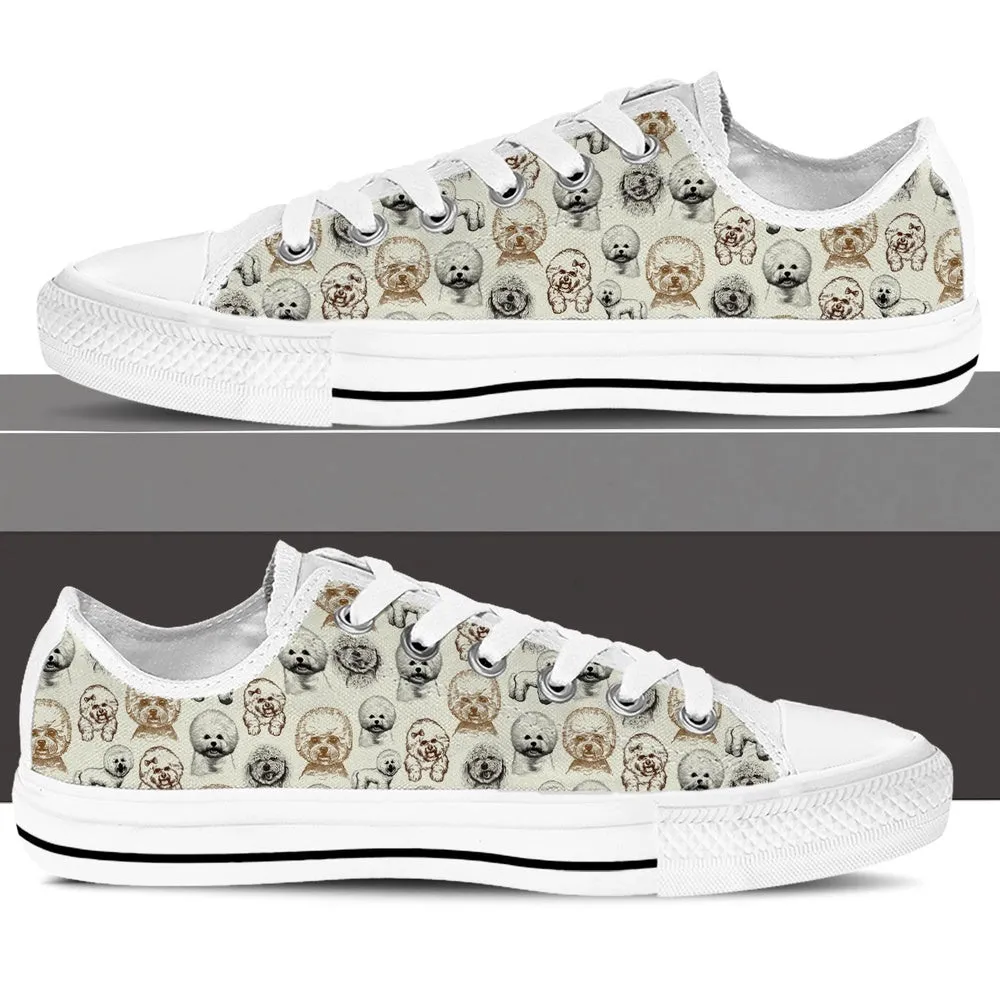 Bichon Frise Low Top Shoes - Low Top Sneaker, Dog Printed Shoes, Canvas Shoes For Men, Women