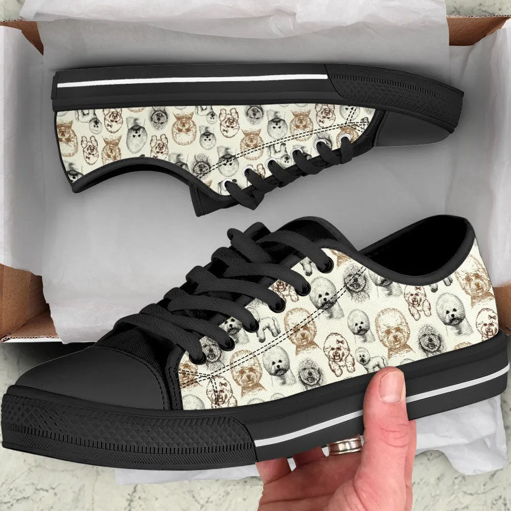 Bichon Frise Low Top Shoes - Low Top Sneaker, Dog Printed Shoes, Canvas Shoes For Men, Women