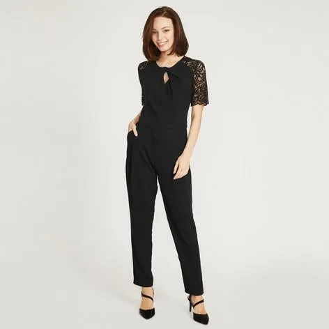 Black Lace Sleeve Jumpsuit