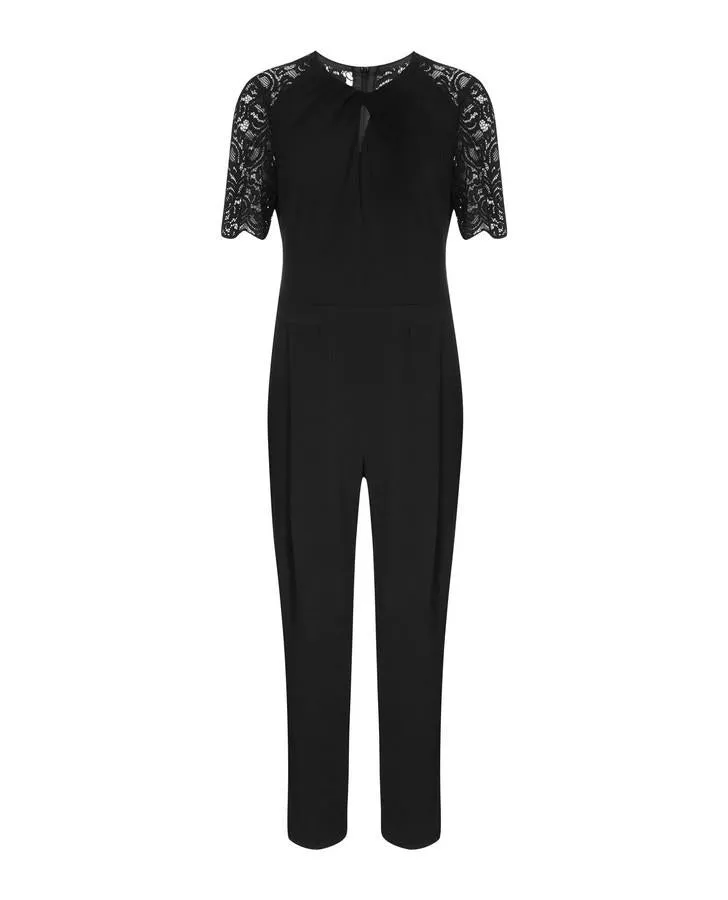 Black Lace Sleeve Jumpsuit