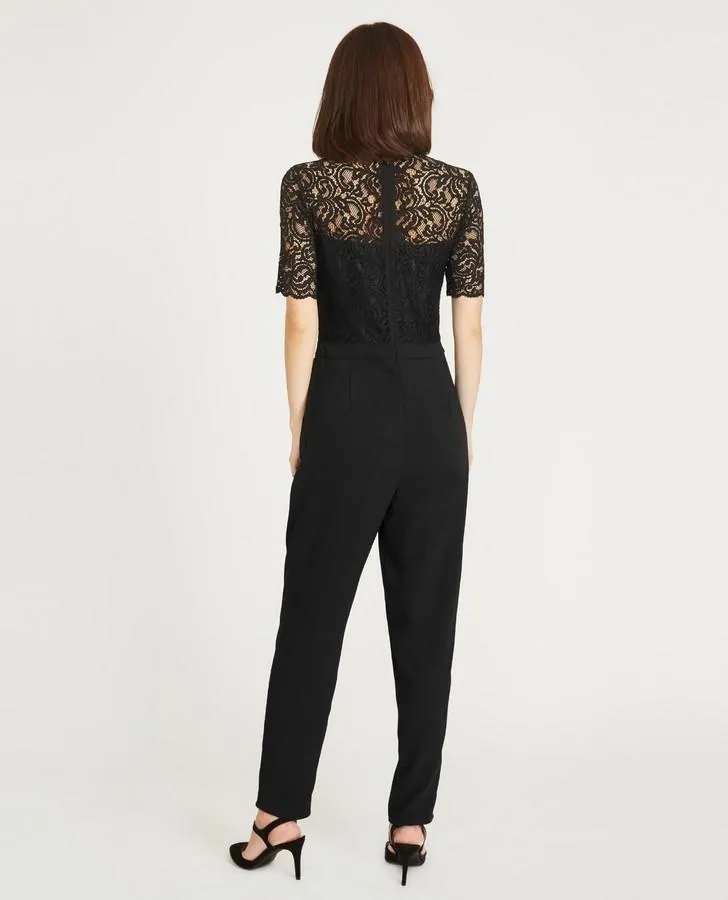 Black Lace Sleeve Jumpsuit