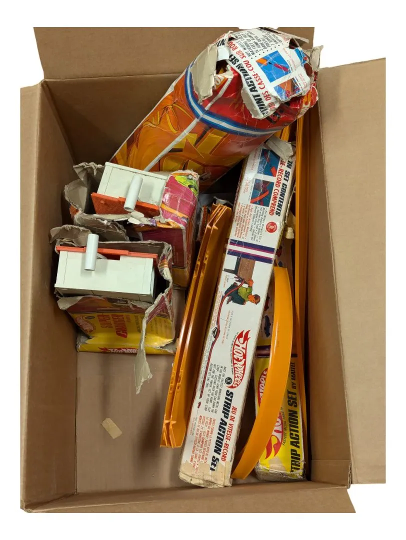 Box of HotWheels Accessories