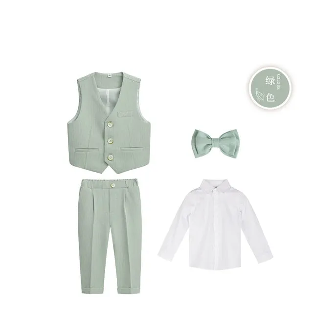 British Style Boys Wedding Suit - Sage Green