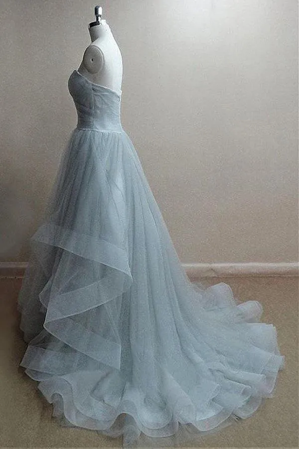 Chic Tulle Sweetheart Neckline Floor-length A-line Prom Dress PG509