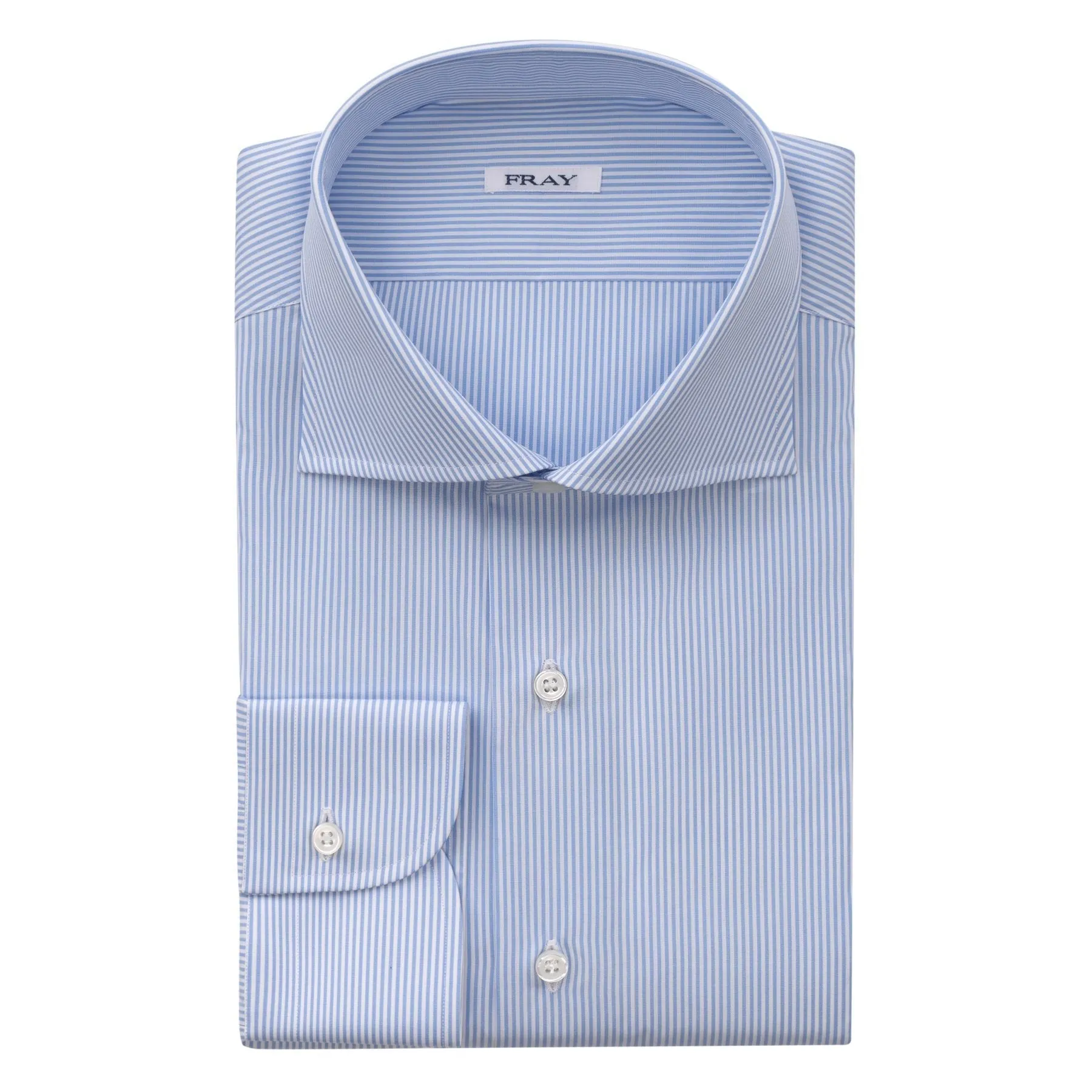 Cotton Striped Shirt in White and Light Blue