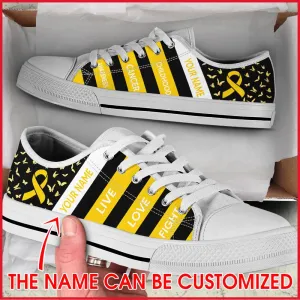 Custom Breast Cancer Shoes, Childhood Cancer Shoes Plaid Low Top Shoes