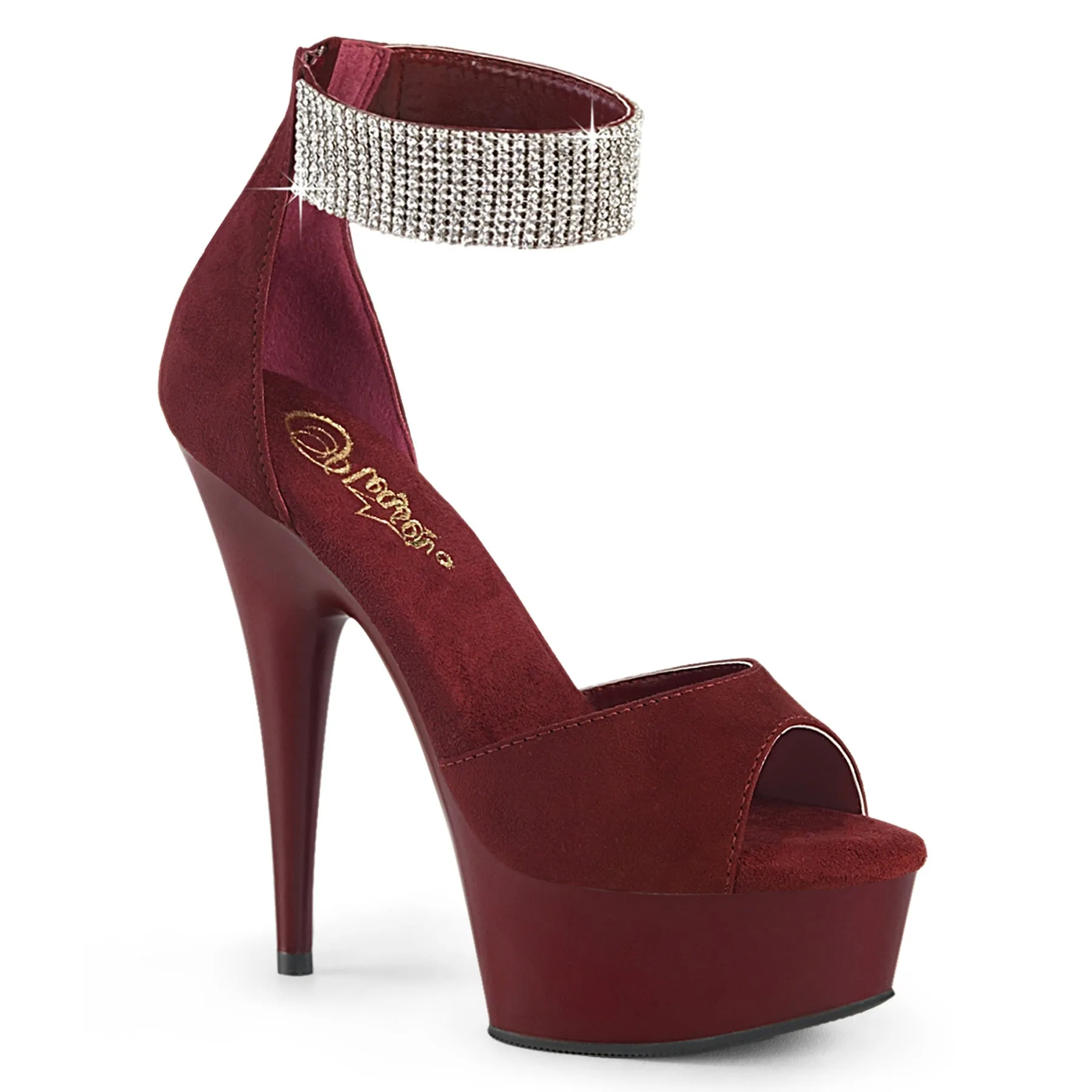 DELIGHT-625 Burgundy Faux Suede Evening Sandals