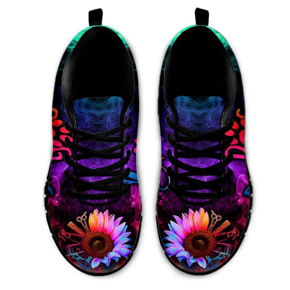 Dog Boarding Rainbow Sunflower Smoke Sneakers Shoes, Dog Print Shoes, Best Running Shoes, Unique Gifts For Dog Lovers