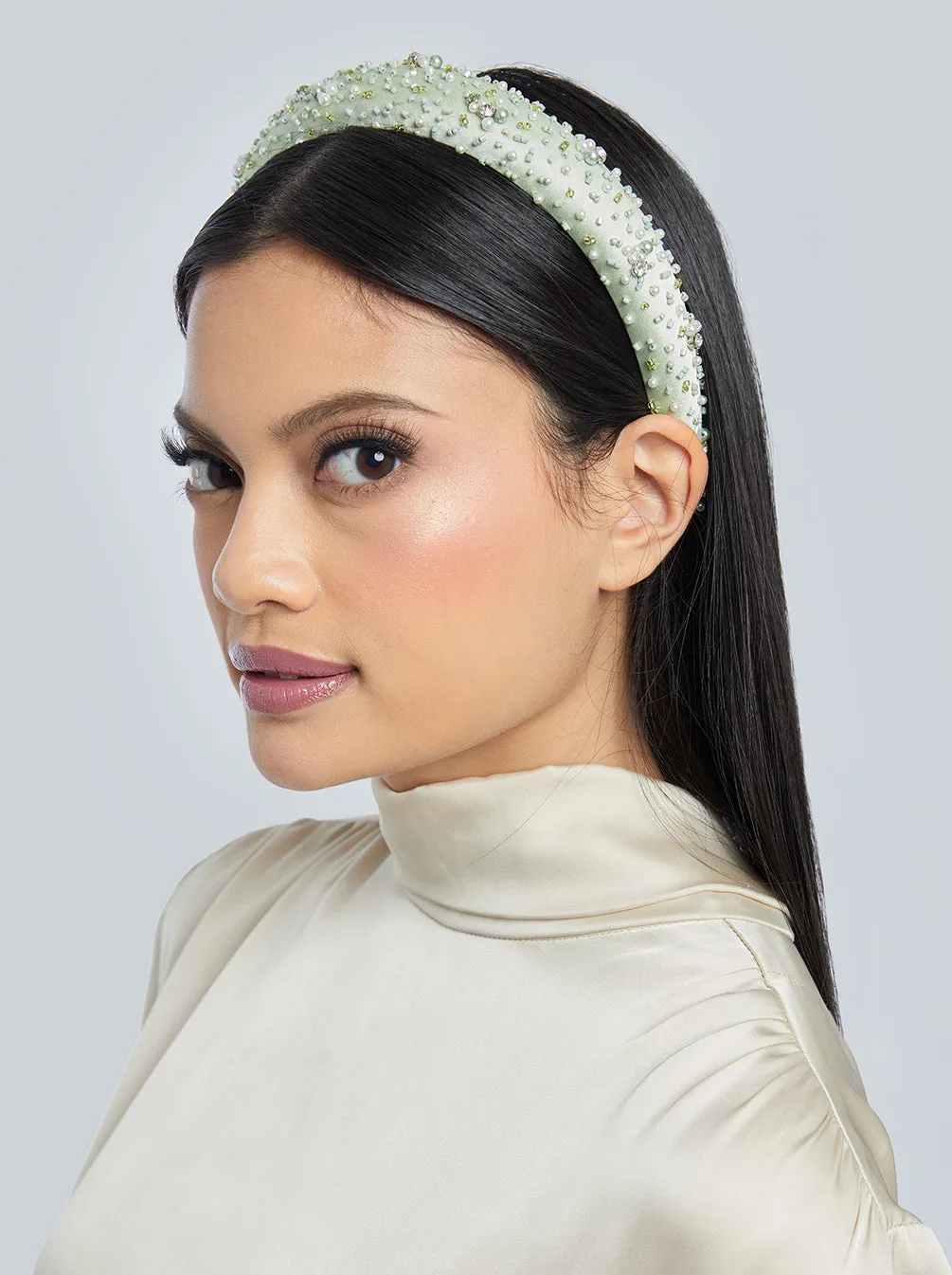 EMBELLISHED HEADBAND ACCESSORIES LIGHT GREEN