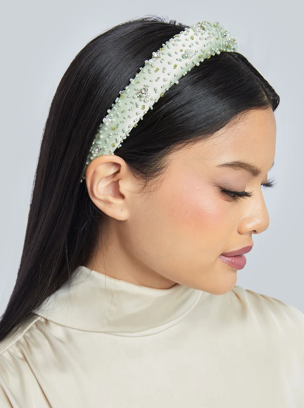 EMBELLISHED HEADBAND ACCESSORIES LIGHT GREEN