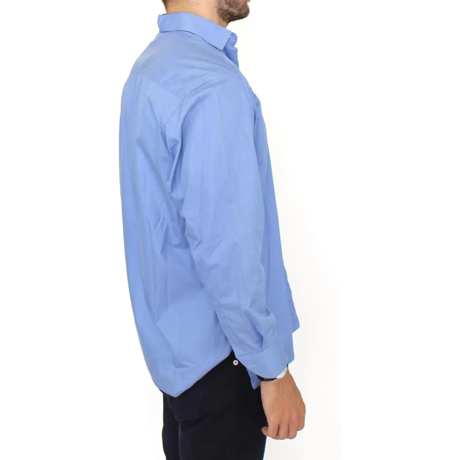 Ermanno Scervino Dapper Blue Cotton Dress Shirt for Men