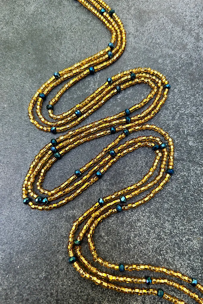 Extended Length 60 Inch Emerald Crystal Tie On Waist Beads