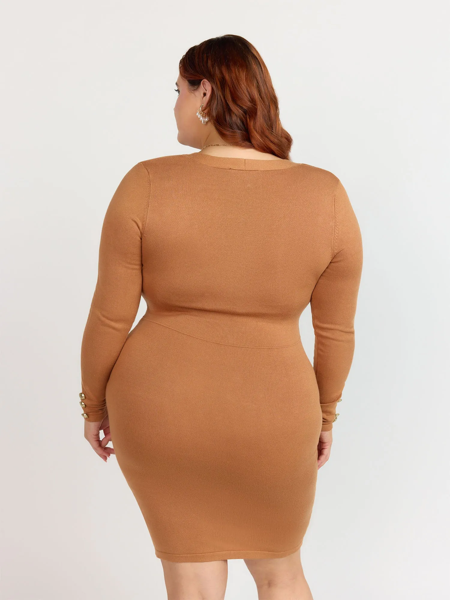 Fashion To Figure - Tessa Button Front Sweater Dress