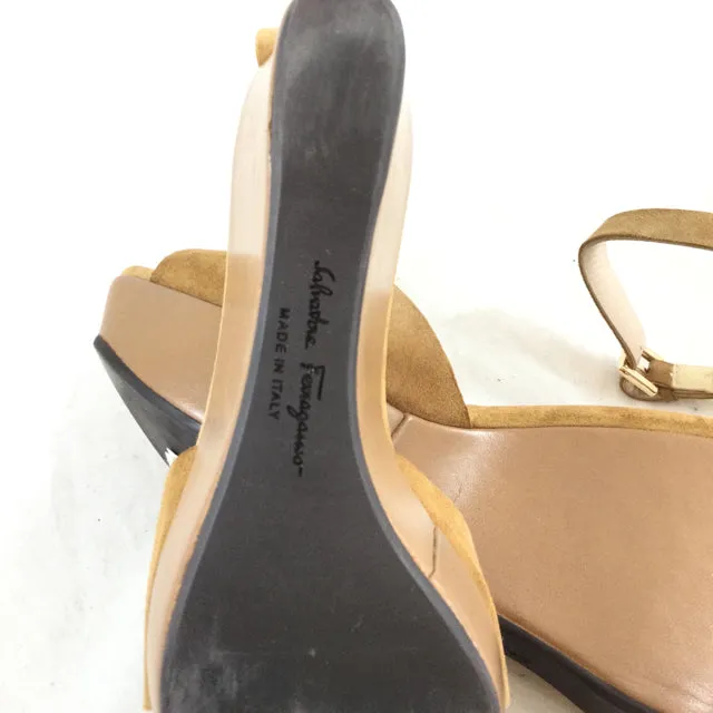 Ferragamo Suede Wedge Sandal. Size 9