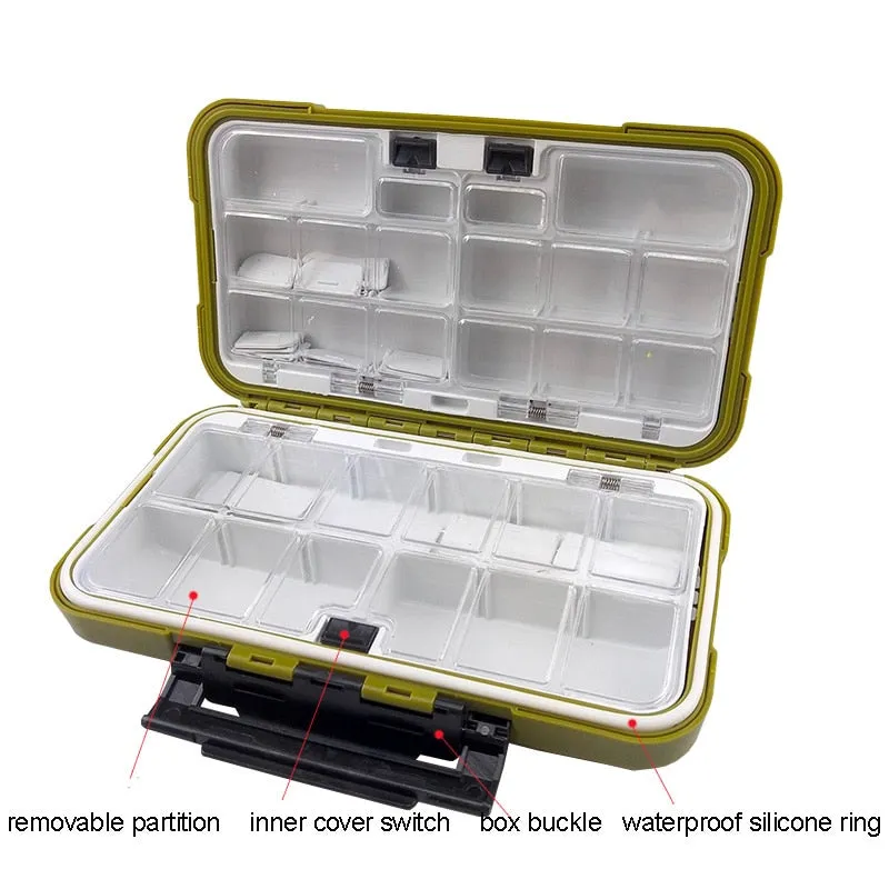 Fishing Waterproof Fishing Tackle Box Double-Sided Opening and Closing Bait Box Multifunctional Hook and Bait Accessory Box