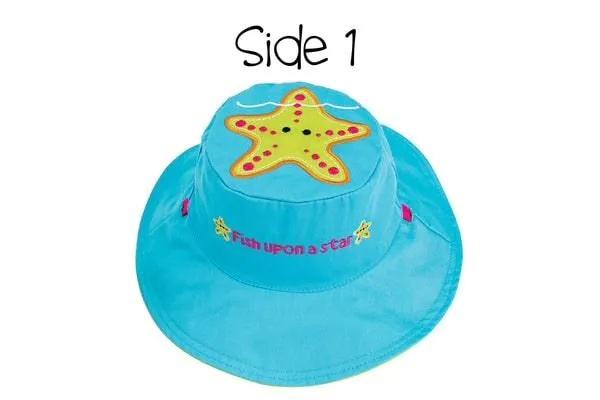 FlapJack Kids UPF50  Reversible Sun Hat -  Starfish / Fish