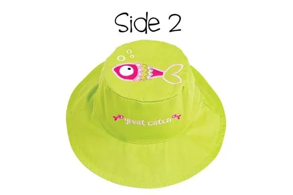 FlapJack Kids UPF50  Reversible Sun Hat -  Starfish / Fish