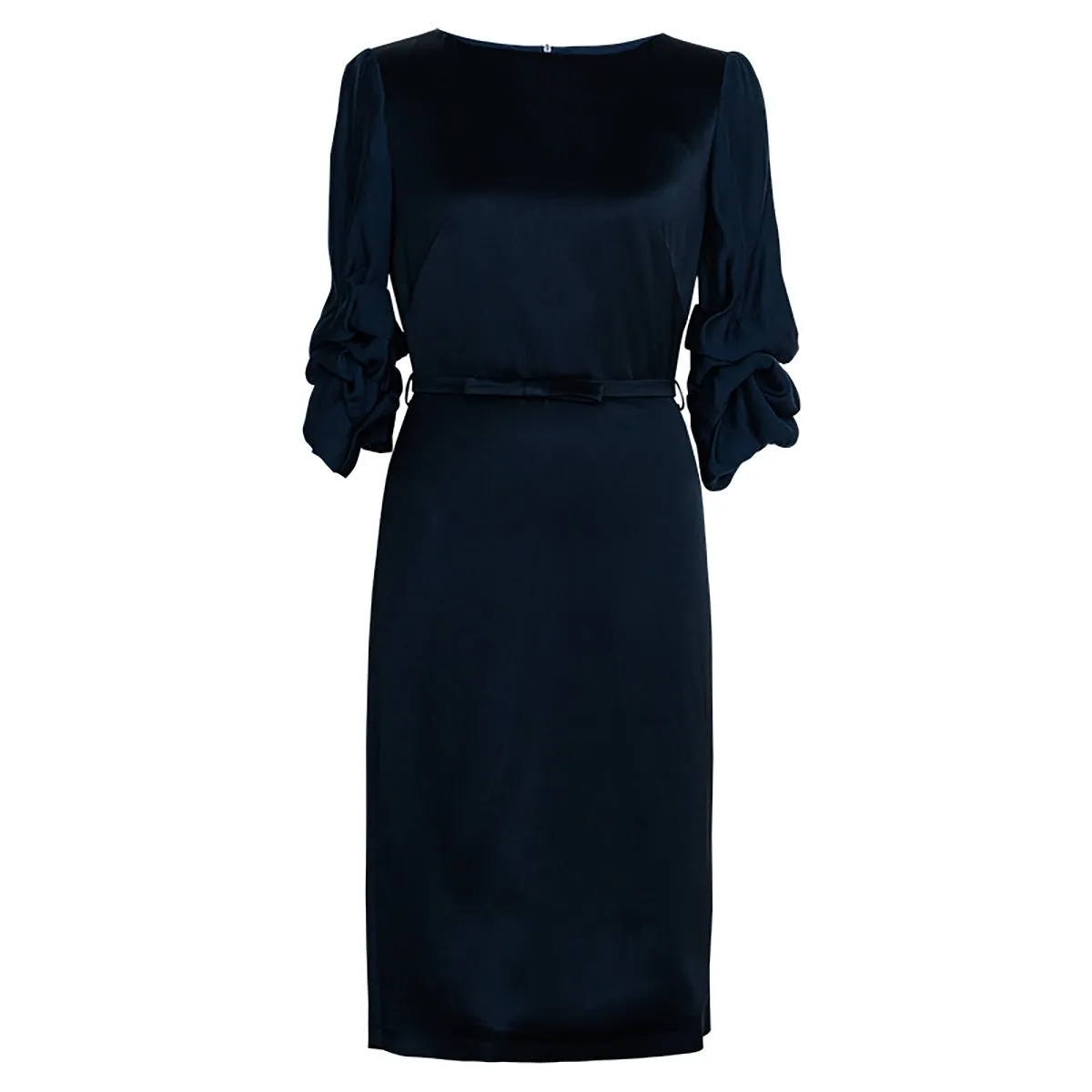 Formal Knee-Length Pencil Dress in Navy Blue