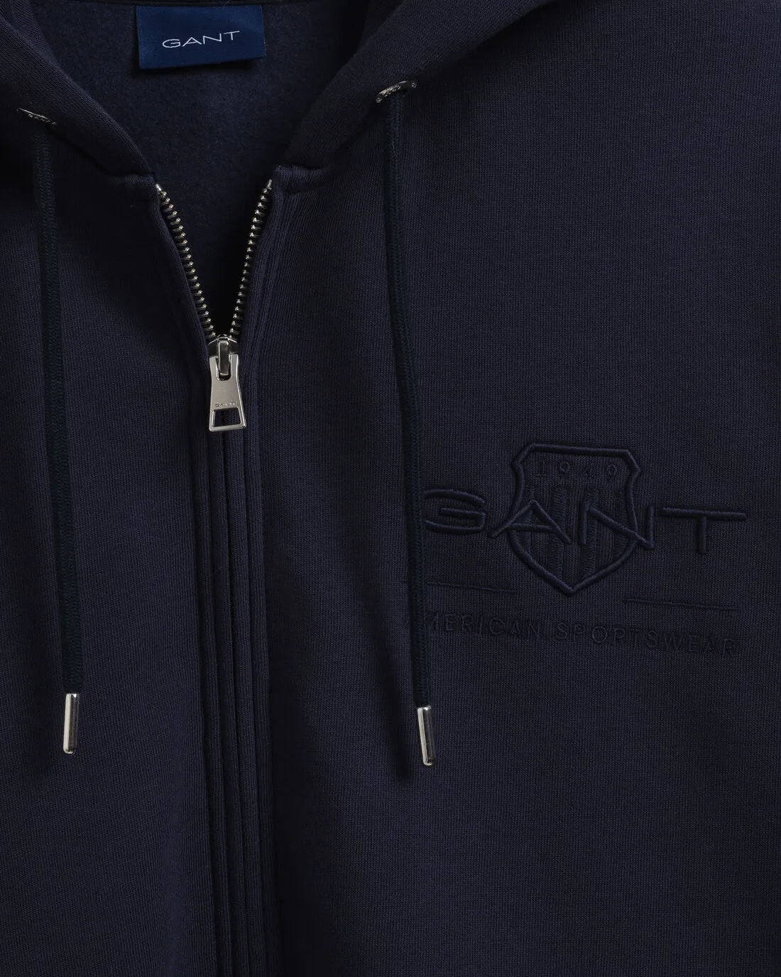 GANT -  Tonal Archive Shield Zip Hoodie, Evening Blue (M & L Only)