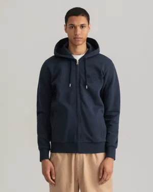 GANT -  Tonal Archive Shield Zip Hoodie, Evening Blue (M & L Only)