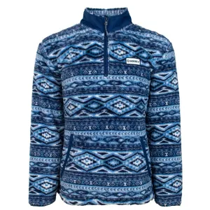 Hooey Navy Aztec Fleece Pullover for Men