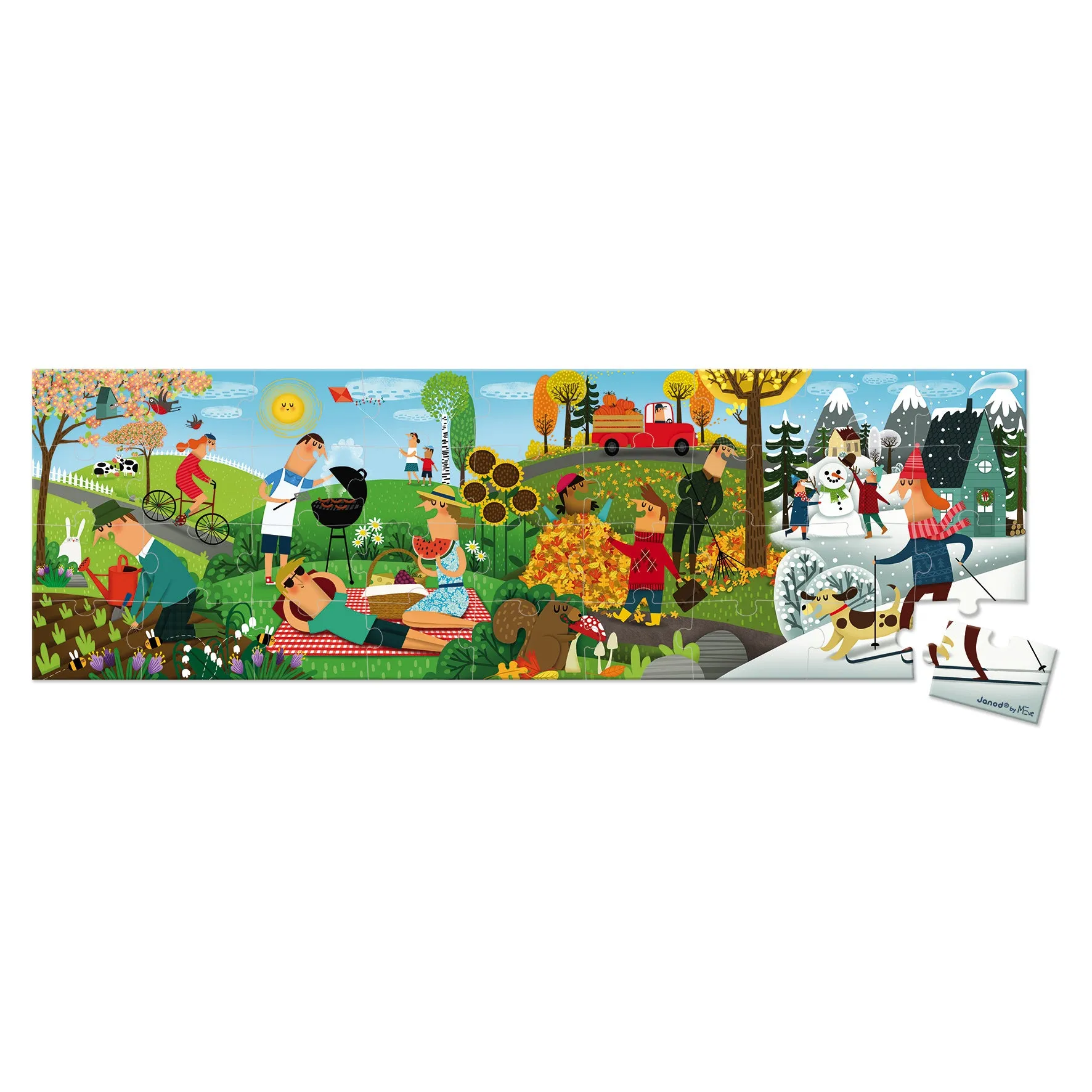 Janod Hat Boxed 36 pcs Panoramic Puzzle 4 Seasons