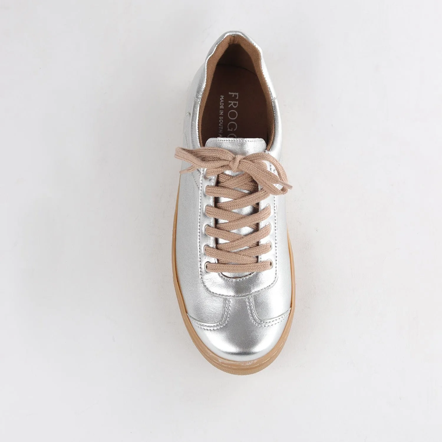 Lace-up Sneaker with Removable Footbed in Silver - 12814