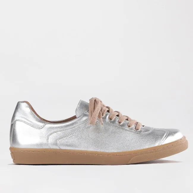 Lace-up Sneaker with Removable Footbed in Silver - 12814