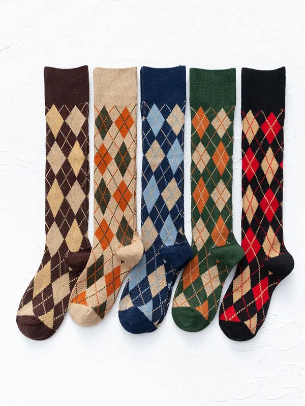 Leisure Fashion Skinny Checkered Socks Accessories