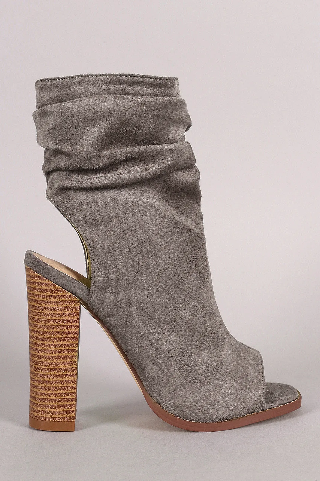 Liliana Slouchy Shaft Open Toe Booties