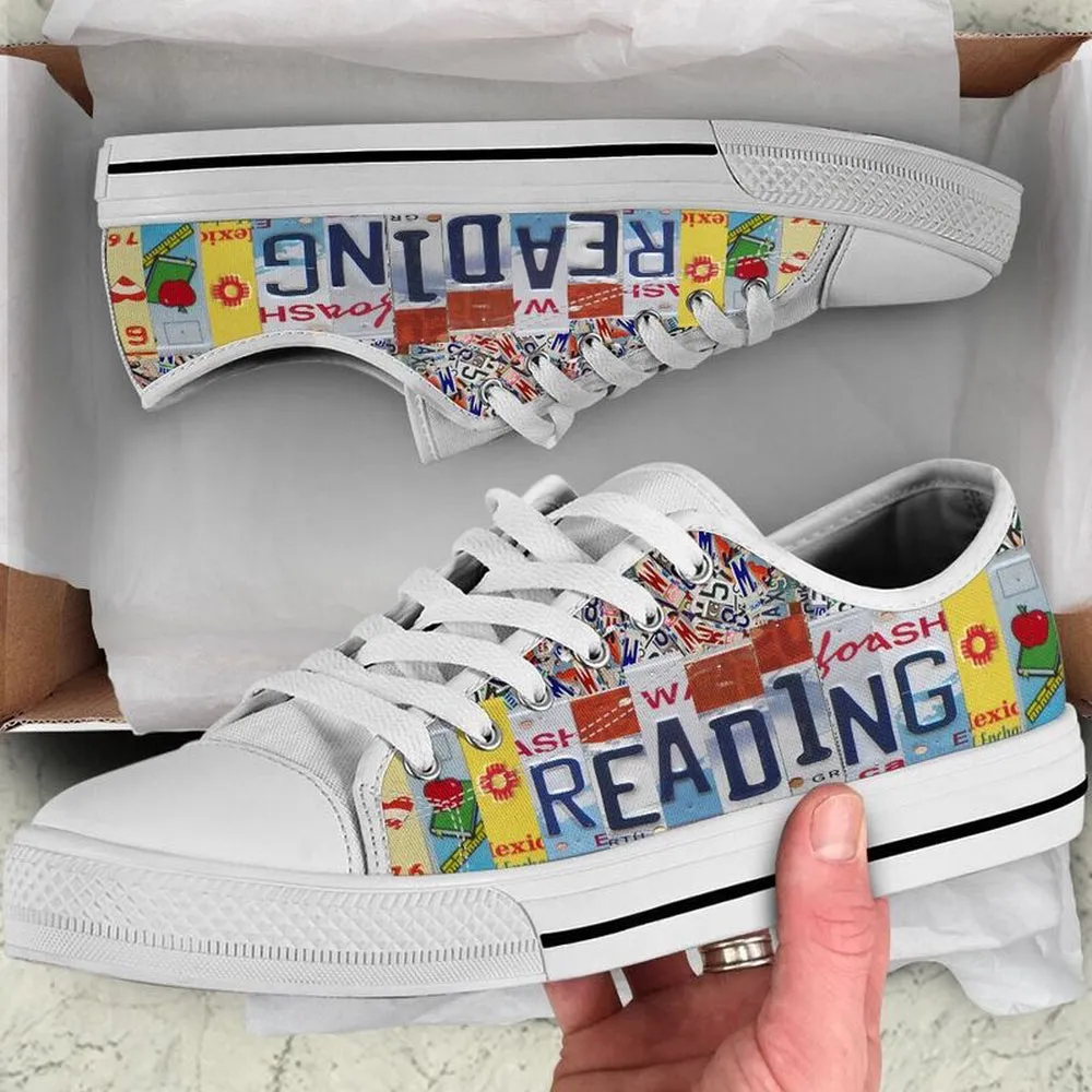 Literacy Teacher License Plates Low Top Shoes, Teacher Shoes, Low Top Sneakers