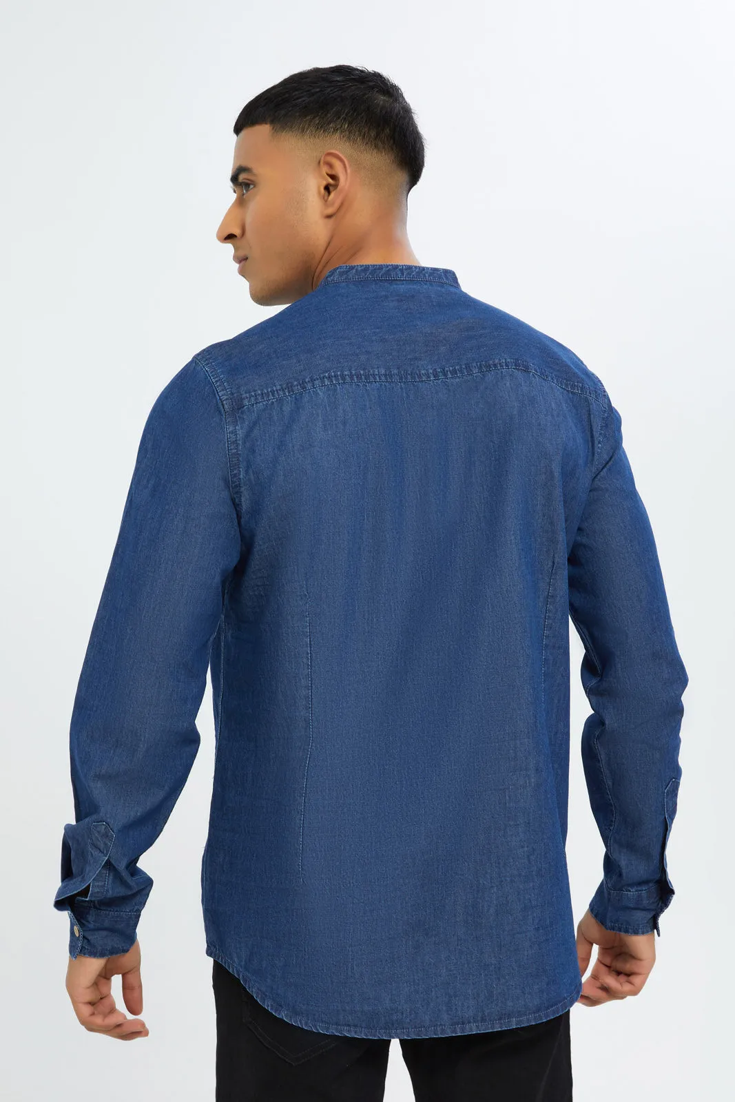 Men Blue Denim Kurta