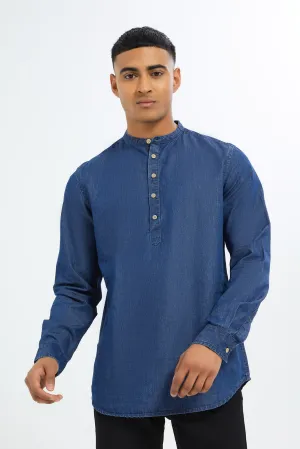 Men Blue Denim Kurta