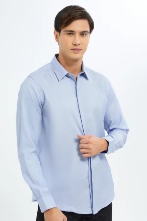 Men Blue Plain Formal Shirt