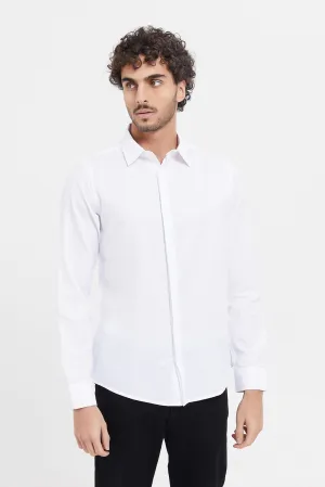 Men White Plain Formal Shirt