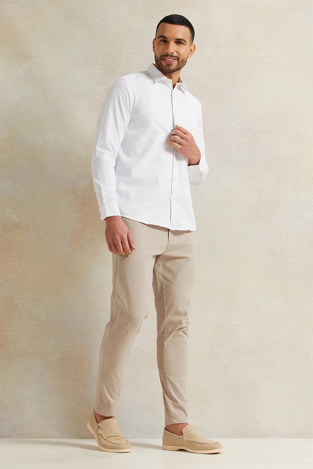 Men White Stand-Up Pack Shirt