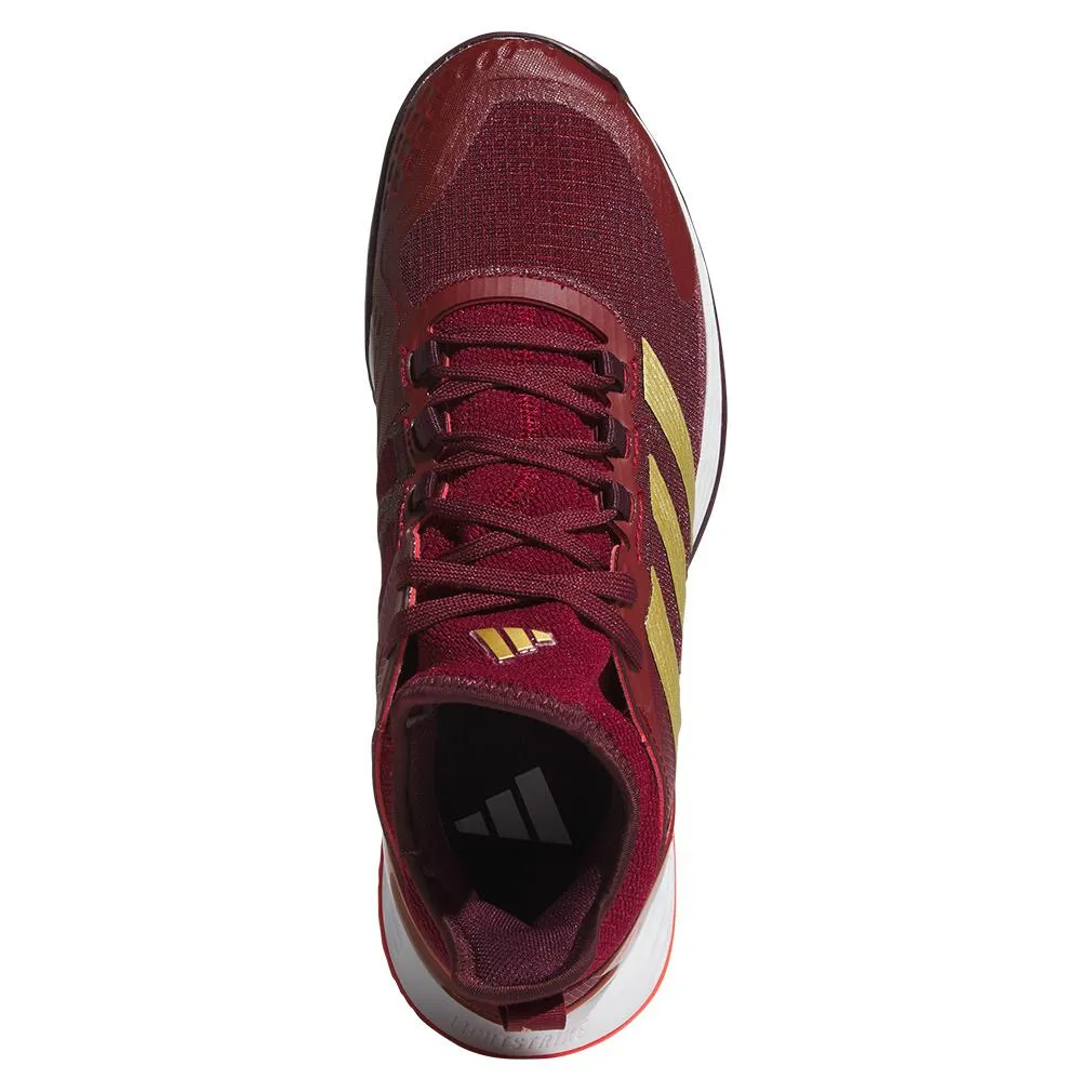 Mens Adizero Ubersonic 4.1 Tennis Shoes Team College Burgundy 2 and White