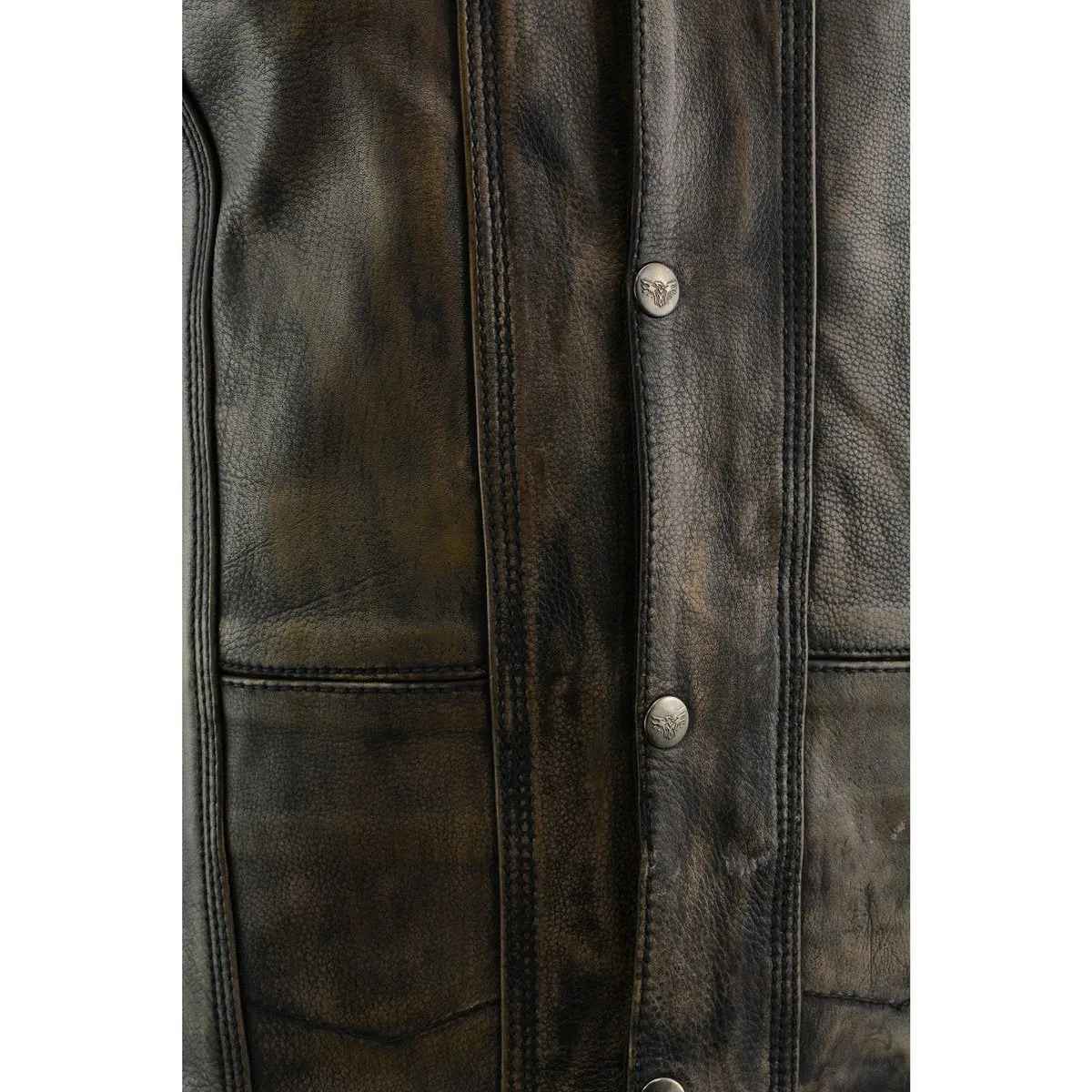 Milwaukee Leather MLM3540 Men's Roulette Distressed Brown 10 Pocket Motorcycle Leather Vest