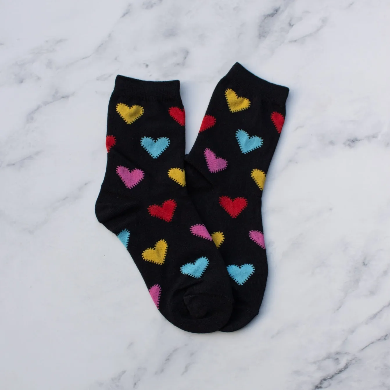 Multicolor Stitched Heart Socks