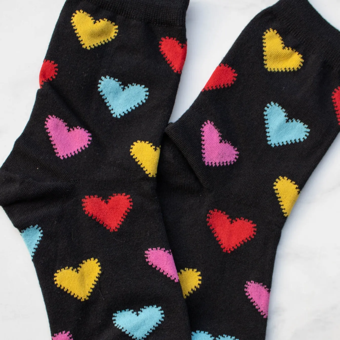 Multicolor Stitched Heart Socks